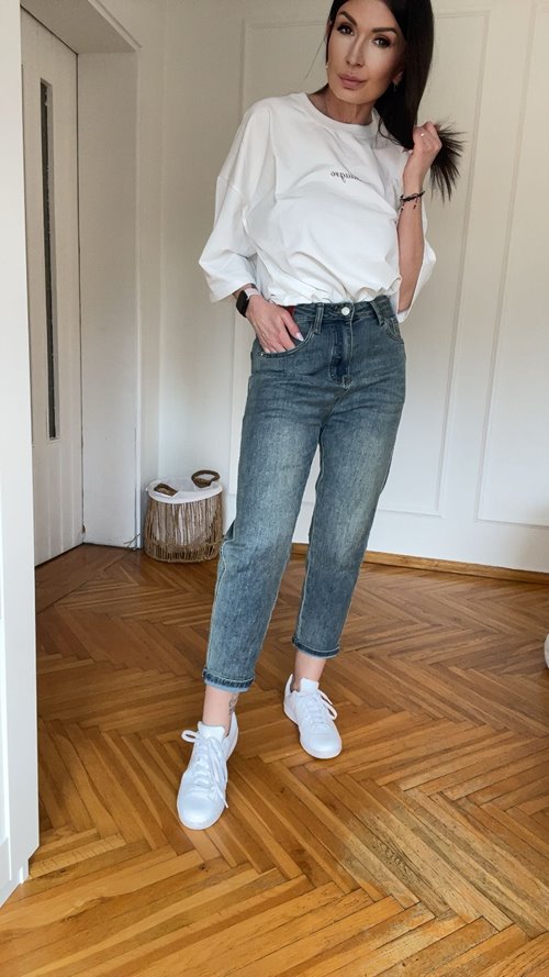 T-shirt Luna oversize biały