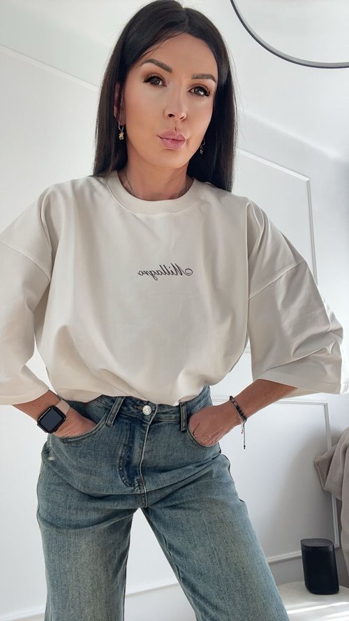 T-shirt Luna oversize biały