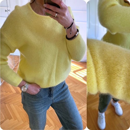 Sweter pastelowy Angora z baby alpaca żółty