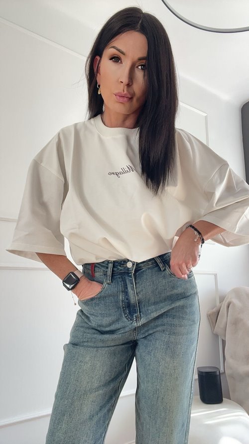 T-shirt Luna oversize biały