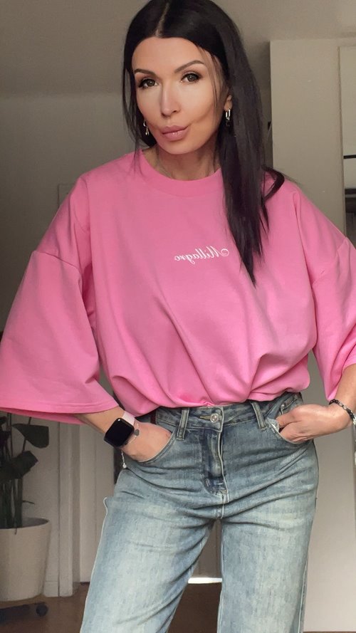 T-shirt Luna oversize różowy