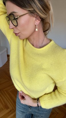 Sweter pastelowy Angora z baby alpaca żółty