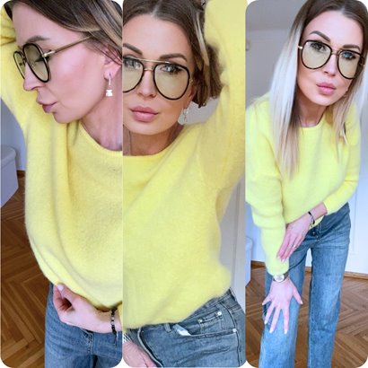 Sweter pastelowy Angora z baby alpaca żółty