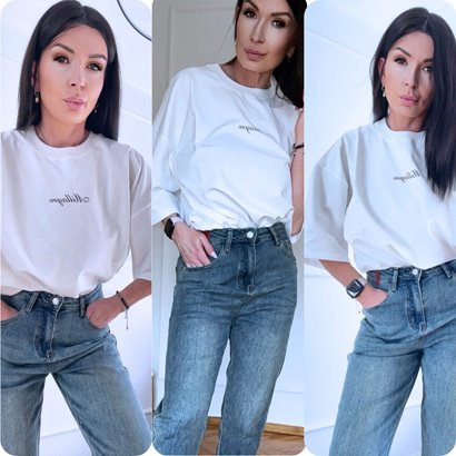T-shirt Luna off white biały
